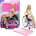 Barbie Fashionista Doll with Wheelchair & Ramp, Blond Hair, Rainbow Dress