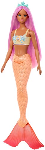 Barbie Mermaid Doll with Pink Hair, Soft Orange Tail & Headband Accessory