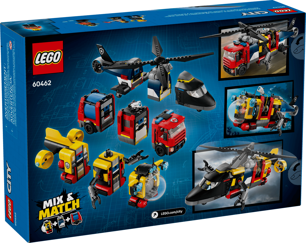 LEGO City 60462 Helicopter, Fire Truck & Submarine Remix