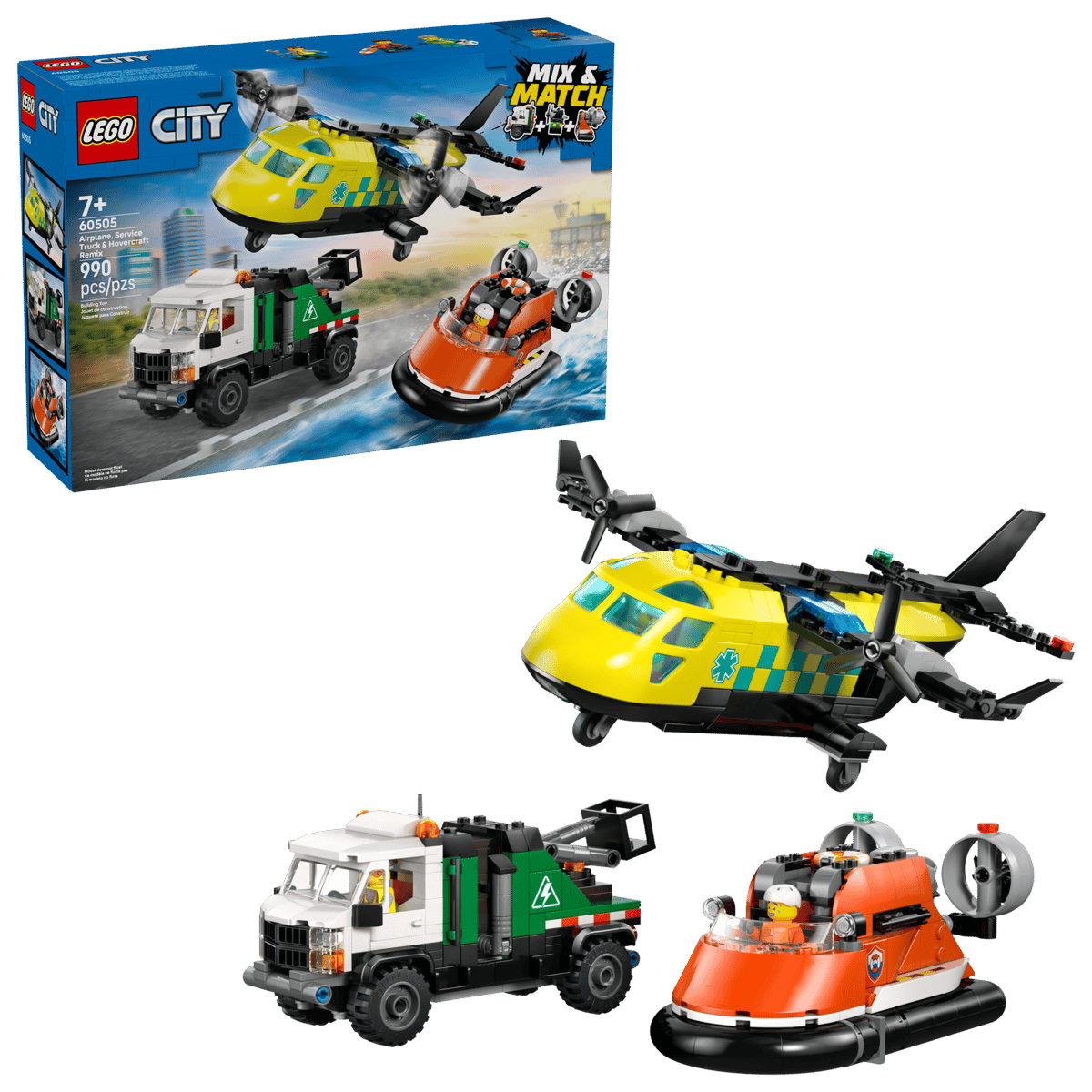 LEGO City 60505 Airplane, Service Truck & Hovercraft Remix